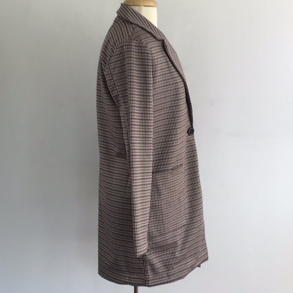 Philosophy ivory/ brown/slate houndstooth one button long blazer. Small. NWT - Picture 2 of 9